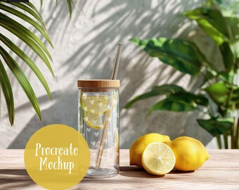 Summer Glass Can Procreate Mockup, Seamless Pattern Mockup (Digital Download)