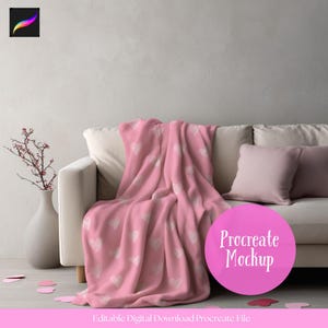 Procreate Blanket Mockup, Valentines mockup, seamless file mockup, spring mockup, procreate throw blanket mockup