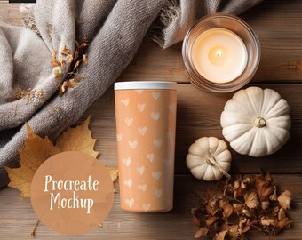 Fall Tumbler Procreate Mockup, Seamless Pattern Mockup (Digital Download)