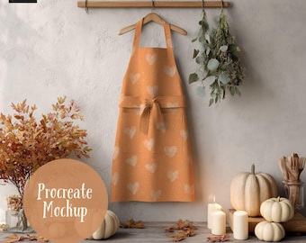Fall Apron Procreate Mockup, Seamless Pattern Mockup (Digital Download)
