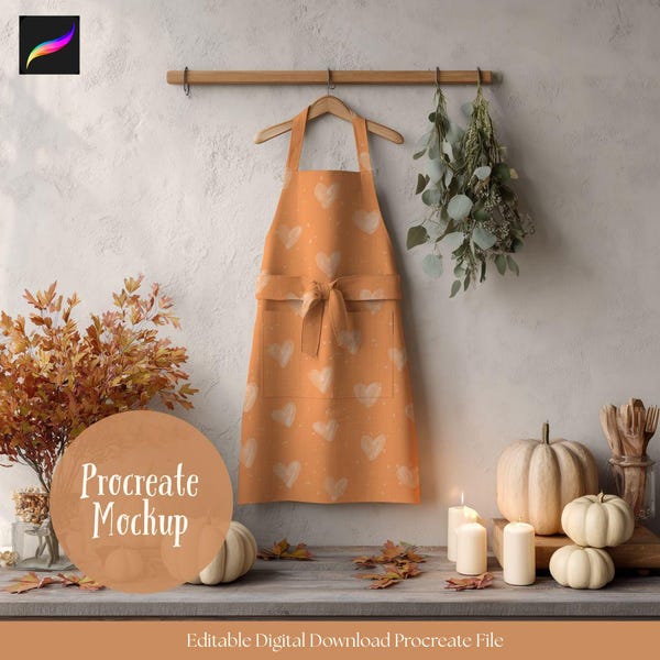 Fall Apron Procreate Mockup, Seamless Pattern Mockup (Digital Download)