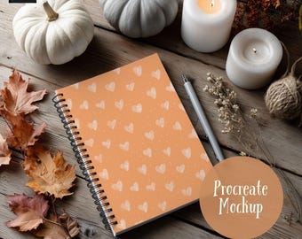 Fall Notebook Procreate Mockup, Seamless Pattern Mockup (Digital Download)