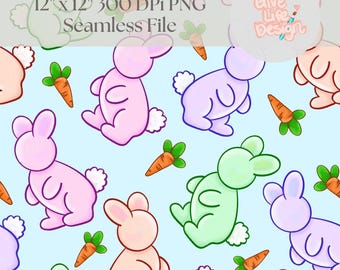 Easter Bunny Seamless Pattern, Easter Fabric Design (Digital Download)