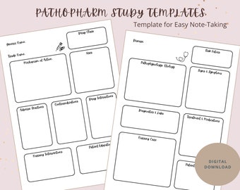 Nursing School Pathophysiology Pharmacology Note Template (PDF Download)