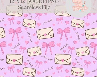 Valentines Letter Coquette Seamless Pattern, Valentines Fabric Design (Digital Download)