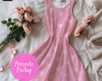 Valentines Dress Procreate Mockup, Seamless Pattern Mockup (Digital Download)