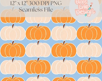 Hand-Drawn Pumpkin Seamless Pattern, Fall Fabric Design (Digital Download)