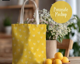 Summer Tote Bag Procreate Mockup, Seamless Pattern Mockup (Digital Download)