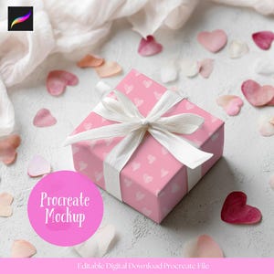 Mockup di carta da regalo Procreate, mockup di carta da regalo per San Valentino, mockup di file senza soluzione di continuità, carta da regalo, mockup di regalo