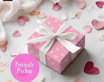 Valentines Gift Wrap Procreate Mockup, Seamless Pattern Mockup (Digital Download)