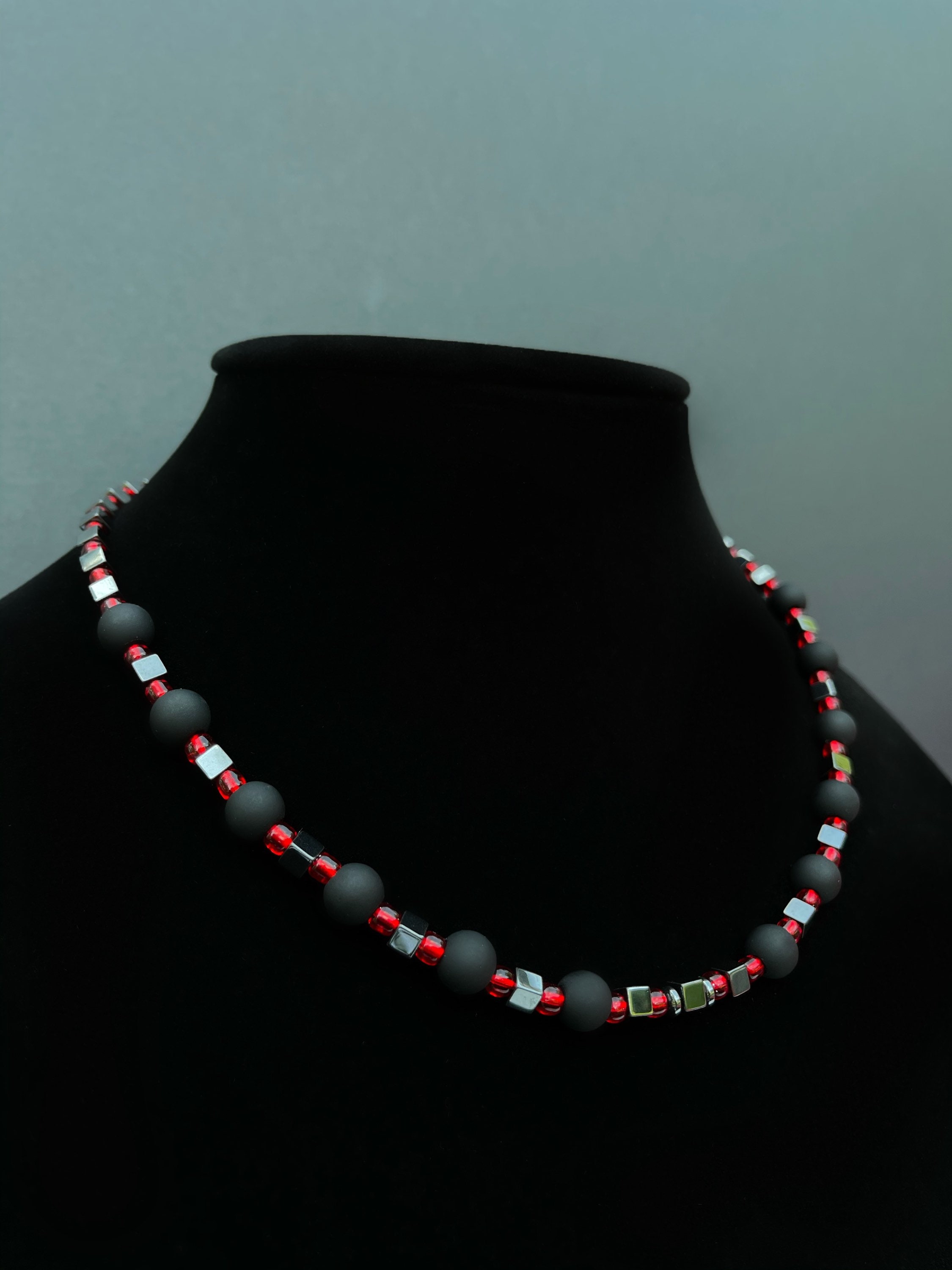 Mens Beaded Necklace With SILVER PLATED HEMATITE Etsy UK