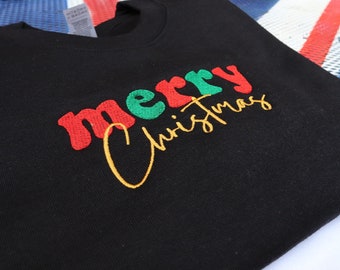 Merry Christmas jumper/sweatshirt and t-shirt, christmas sweater, christmas embroidery, christmas gifts, xmas jumper, xmas gift ideas, gifts