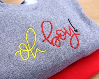 Oh Boy, Embroidered Sweatshirt Jumper, Disney Bounding Jumper, Theme Parks Jumper