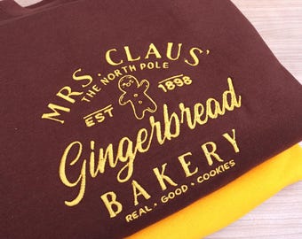 Mrs Claus Gingerbread Bakery Embroidered Sweatshirt, Christmas Bakery Sweatshirt, Gingerbread Jumper, Stocking Filler Cute Xmas Jumper