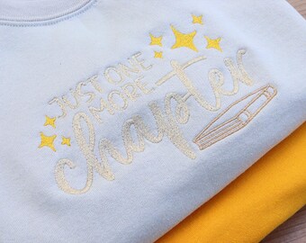 Just One More Chapter Embroidered Sweatshirt Jumper, book lover gift, book nerd gift, booktrovert, gift for him or her book lover gift,