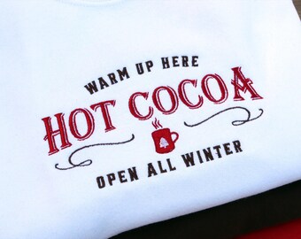 Hot Cocoa Embroidered Sweatshirt Jumper, Hot Chocolate Winter Jumper, Festive Sweatshirt, Winter Jumper, Gift for Friends, Stocking Filler,