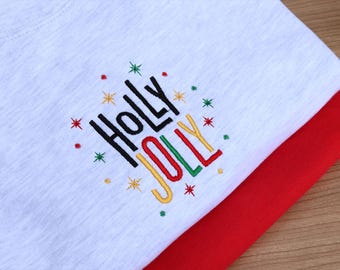 Holly Jolly Christmas Embroidered Jumper Sweatshirt, Cute Christmas Jumper, Christmas Jumper Day, Stocking Filler, Colourful Xmas Gift