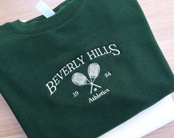 Beverly Hills Personalise Embroidered Sweatshirt California Travel Jumper, Beverly Hills Athletics, Vintage Tennis, Trip Los Angeles Gift,