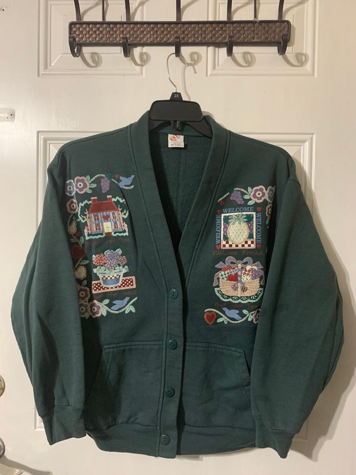 Vintage 90s button up sweatshirt. | Etsy