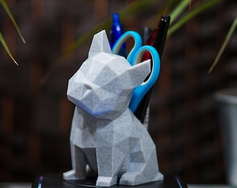 French Bulldog Desk Organizer - Home, Office, School, Decor - 3D Printed