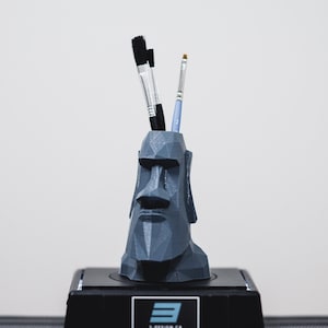 MOAI Easter Island Head - Vase - Pencil Holder - Planter Pot - 3D Printed - Many Sizes & Colors