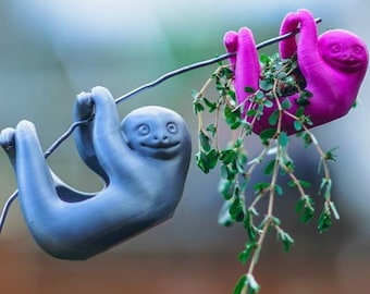Sloth Hanging Planter - Indoor & Outdoor | 3D Printed - Many sizes and color options