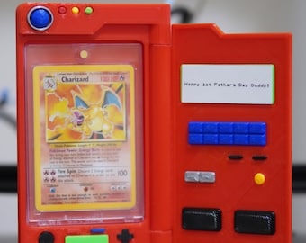 Pokémon Pokédex Custom Card Holder w/ Magnetic Case - Input your message! Mothers Day, Birthday, Display, Present, Fathers Day, Anniversary!
