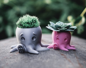 Octopus Planter | Cute Home Office Decor | *Free Saucer | 3 sizes and many color options - 3D Printed