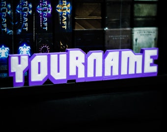 CUSTOMIZED TWITCH Inspired 3D Name Font - Many Options, Color & Sizes! -Streaming, Collection, Gift, Mancave, Bedroom Door- 3-Design Print