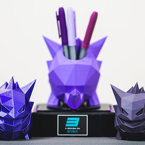 Pokemon Gengar Desktop Organizer Pen Holder, Brushes, etc POLY 3D Printed Many Color & Size options Fast Processing image 6