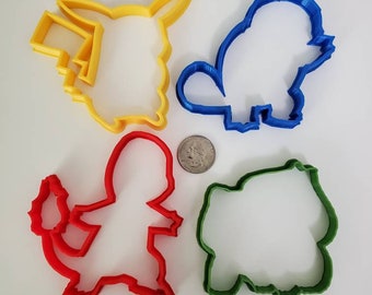 Pokemon Cookie Cutters - Full Set of 4 - Pikachu Charmander Squirtle Bulbasaur-