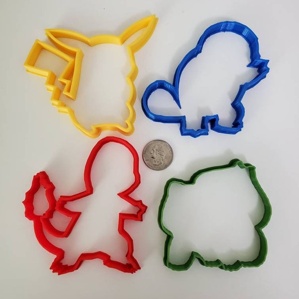 Pokemon Cookie Cutters - Full Set of 4 - Pikachu Charmander Squirtle Bulbasaur-