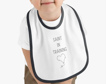 Catholic Baby Bib / Saint in Training Bib / Rosary Bib for Baby / Catholic Baby Gift for boy girl / Baptism Gift for baby / Baptism Bibs