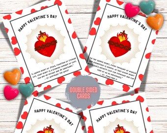Tarjeta imprimible del Sagrado Corazón para el Día de San Valentín / Tarjetas de santos / San Valentín católico / Día de San Valentín / Tarjetas del día de San Valentín / San Valentín