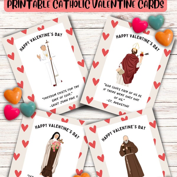 Printable Catholic Valentine's Day Card / Saint Cards / Catholic Valentines / Saint Valentine's Day / Saint Valentines Day Cards