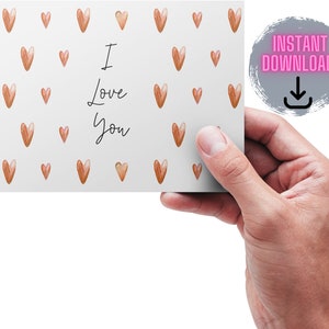 I Love You Printable Valentine Card, Hearts Valentine Card, I love you card, red hearts, romantic