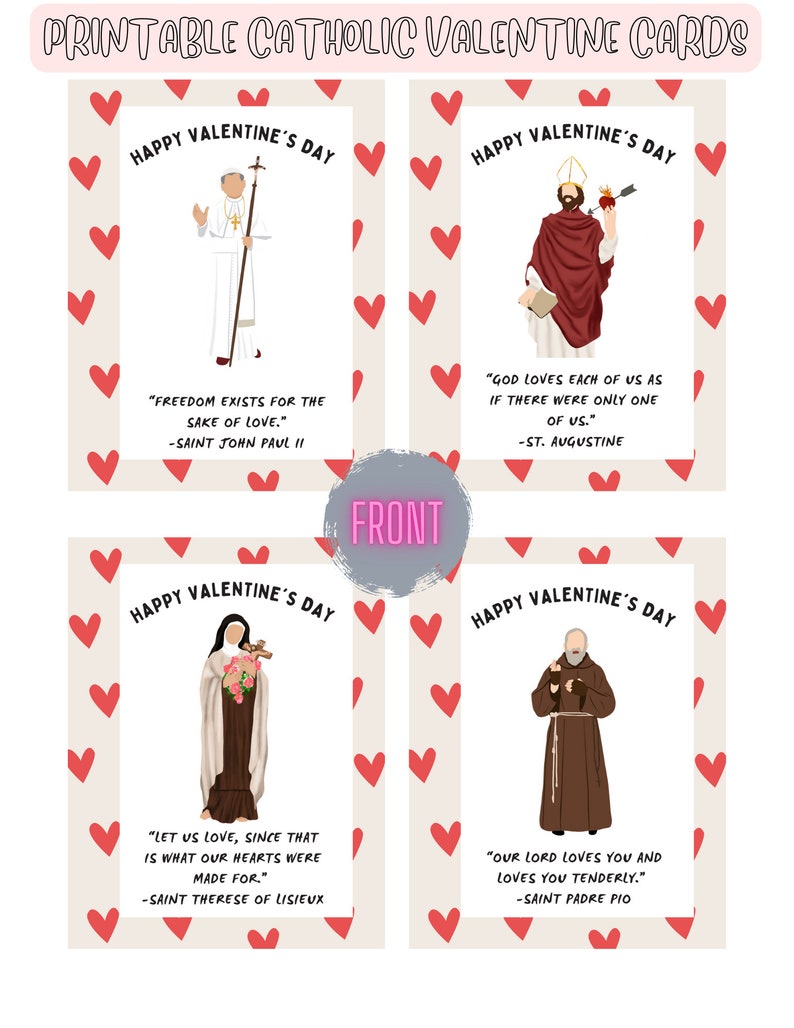 Printable Catholic Valentine's Day Card / Saint Cards / Catholic Valentines / Saint Valentine's Day / Saint Valentines Day Cards image 5