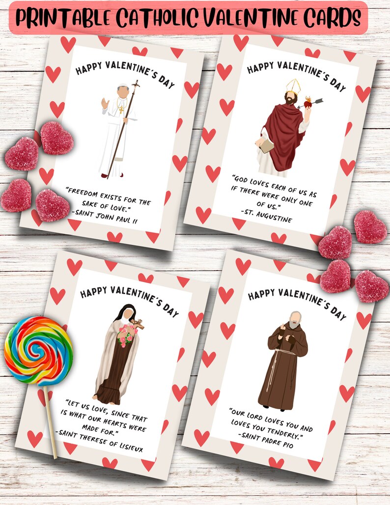 Printable Catholic Valentine's Day Card / Saint Cards / Catholic Valentines / Saint Valentine's Day / Saint Valentines Day Cards image 4