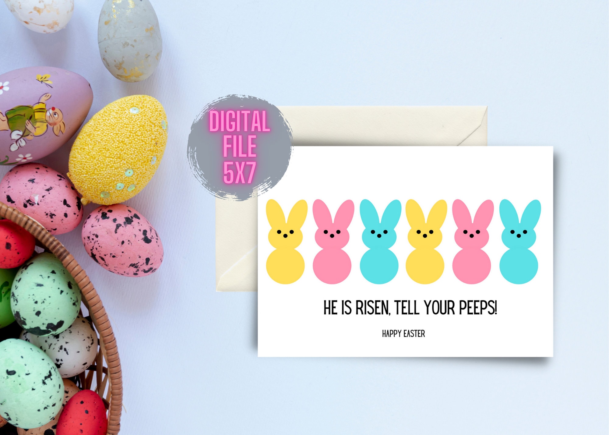 Printable Easter Card / He is Risen Tell Your Peeps / Peeps Easter Card ...