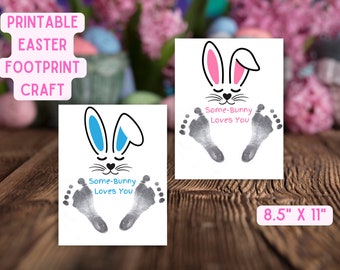 Printable Easter Footprint Craft / Some Bunny Loves You / Baby Easter Craft / Baby Footprint Art / Easter Craft for Kids / Footprint Craft