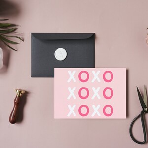 Carte de Saint-Valentin imprimable XOXO, Bisous et câlins, Rose, Carte numérique
