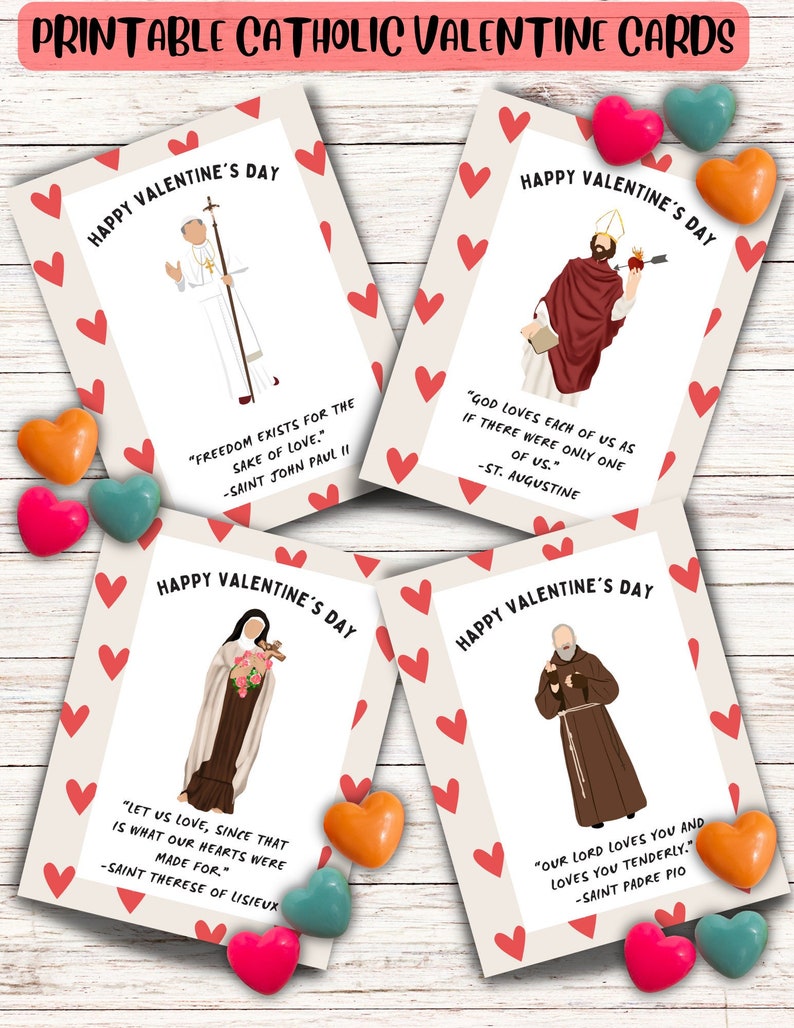 Printable Catholic Valentine's Day Card / Saint Cards / Catholic Valentines / Saint Valentine's Day / Saint Valentines Day Cards image 1