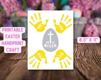 Printable Easter Handprint Craft /He is Risen Handprint Craft/Christian Easter Handprint Art Easter Craft for Kids/He is Risen Handprint Art