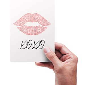 Carte de Saint-Valentin XOXO IMPRIMABLE, baisers et câlins, Lèvres