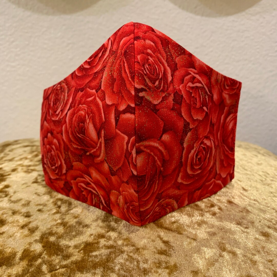 Elegant Red Roses Face Mask - Etsy