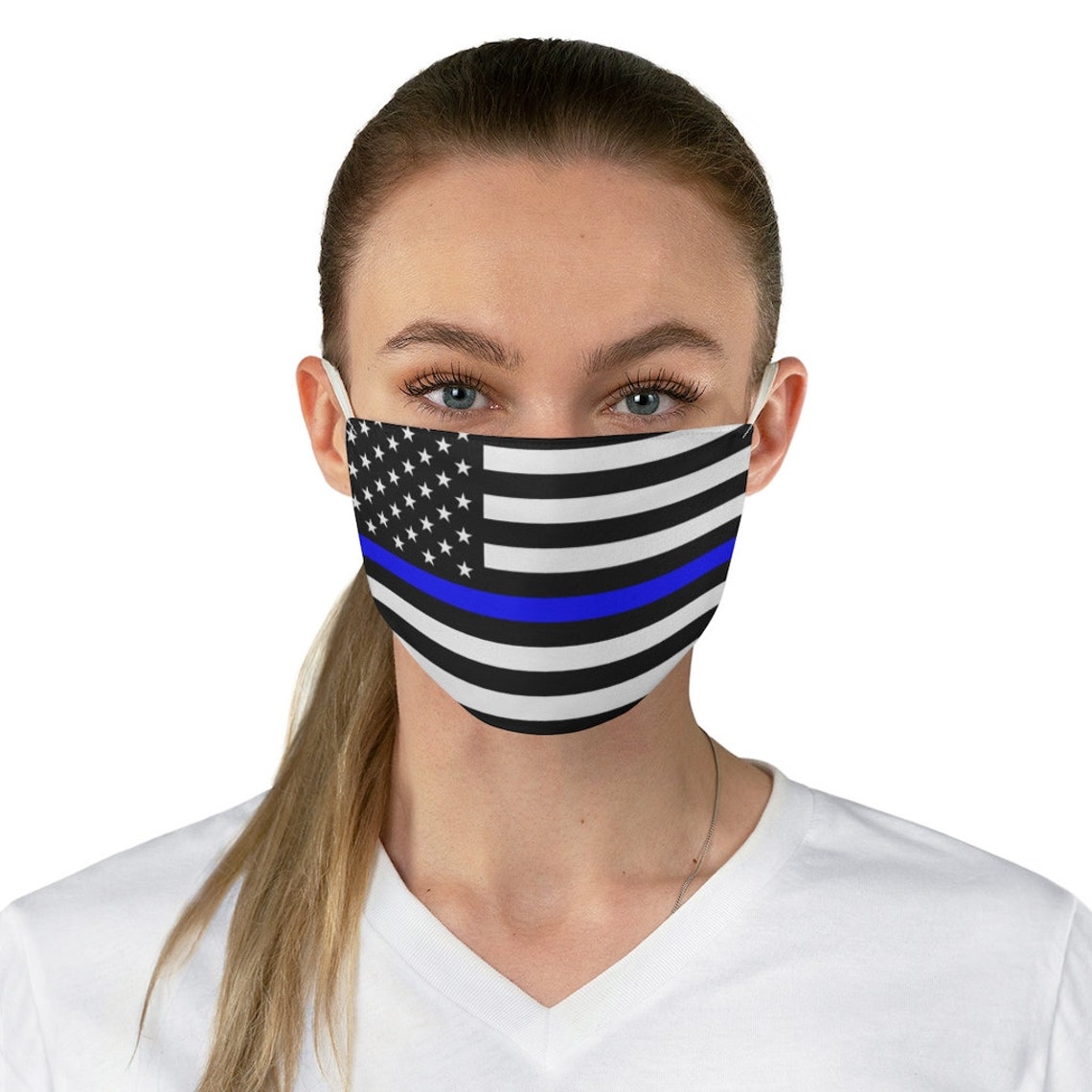 Back The Blue Face Mask Thin Blue Line Flag Mask Political Etsy