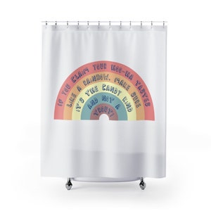 Retro Rainbow & Light Grey Shower Curtain, Bachelorette Gift, Funny Women&#39;s Shower Curtain, Divorcee Gifts, There&#39;s Some Hoes in This House