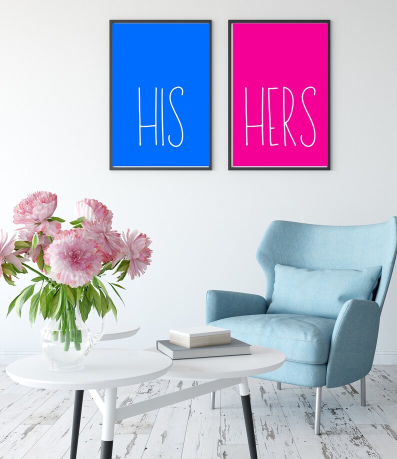 His and Hers Sign Wall Decor Printable Art Print Poster Etsy