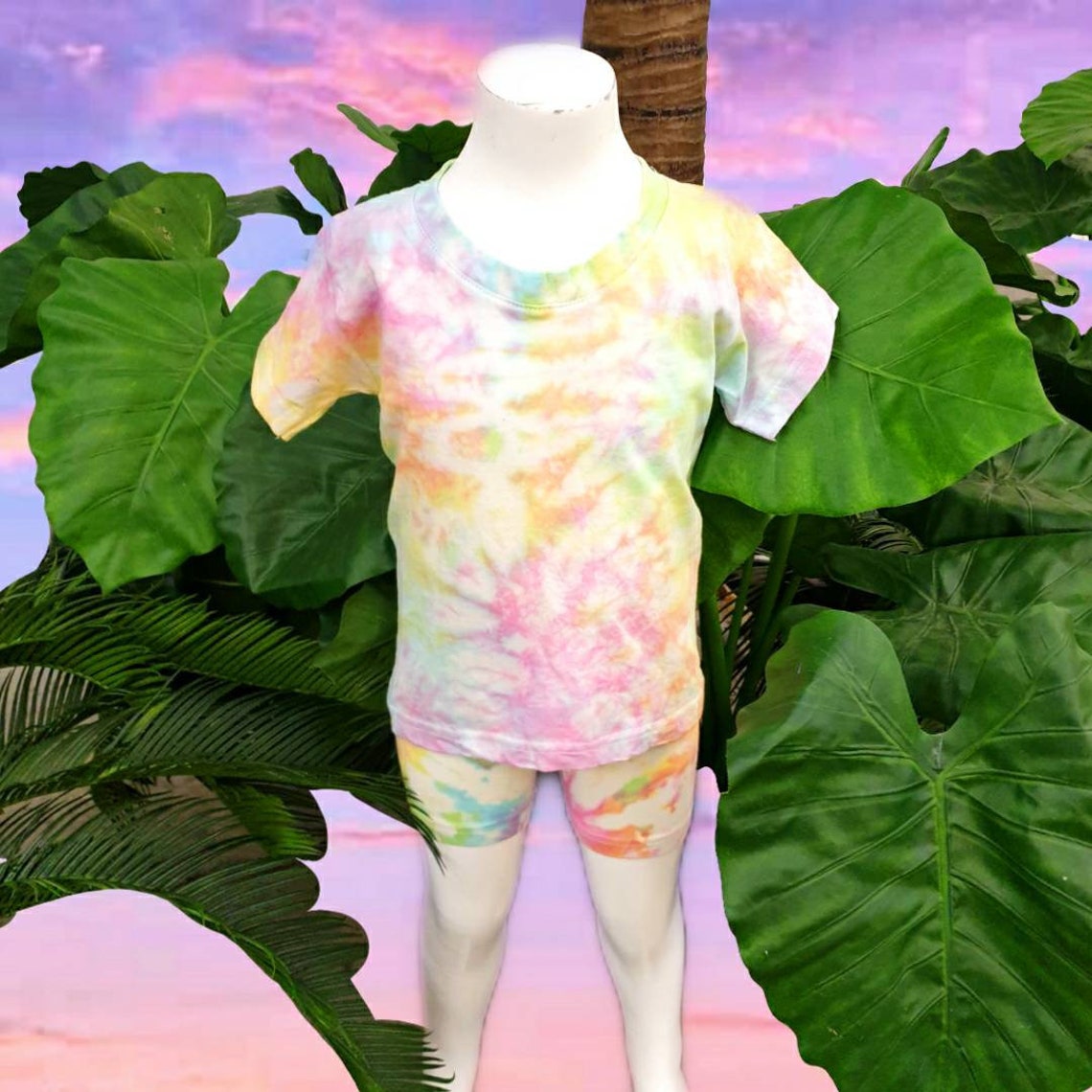 Tie Dye Rainbow Girls Set. Bike Shorts and T Shirt Set. Girls Etsy UK
