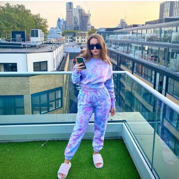 Lilac Cropped Sweatshirt and Jogger Set 